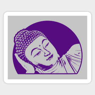 Reclining Buddha Art Dark Purple Color Sticker